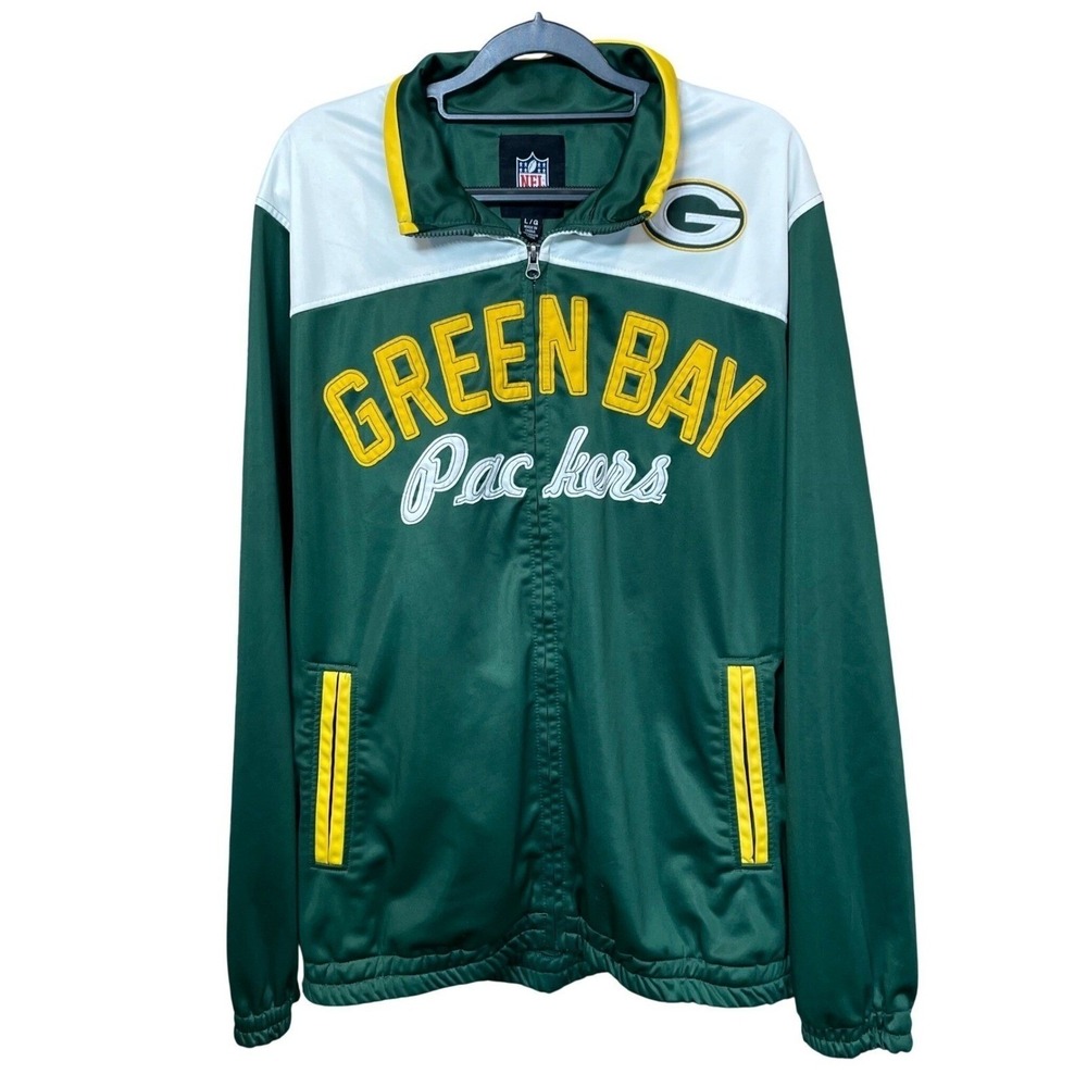 NFL Green Bay Packers Colorblock Full Zip Track Jacket Mens Large